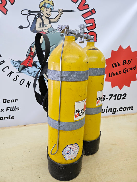 Vintage LP72 Double Steel Scuba Tanks and Harness