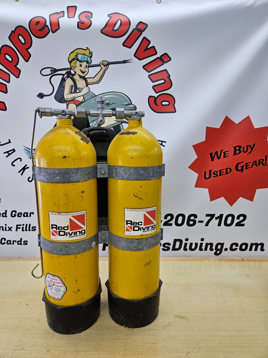 Vintage LP72 Double Steel Scuba Tanks and Harness