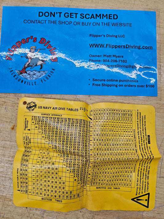 US Navy Decompression Tables *Waterproof*