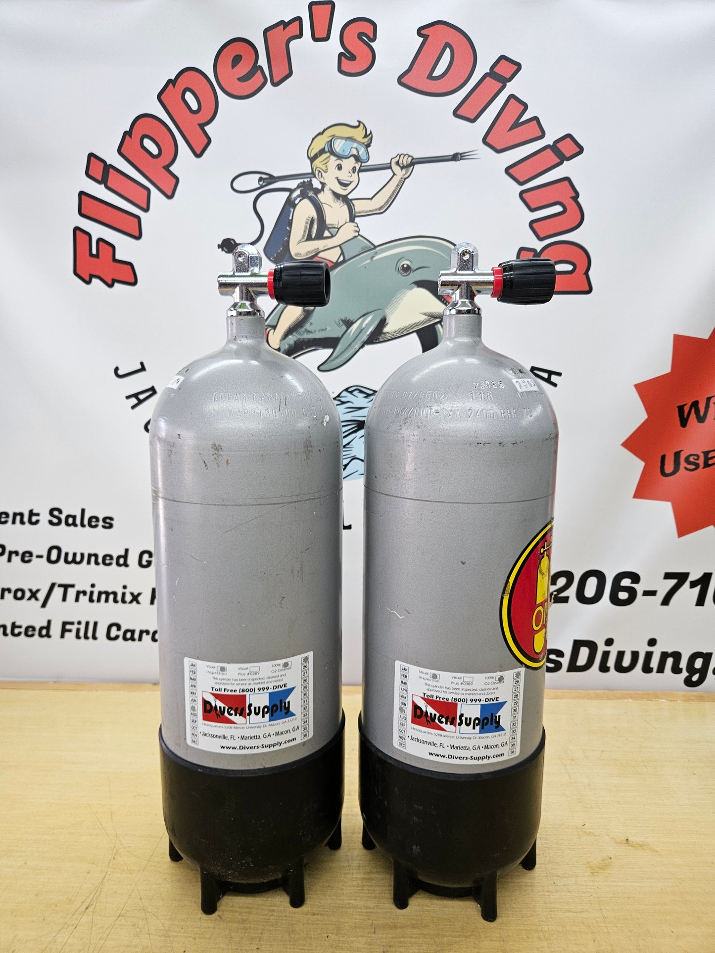 Faber LP95's (Pair) Steel Scuba Cylinders