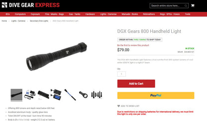Linterna de buceo LED DGX (800 lúmenes)