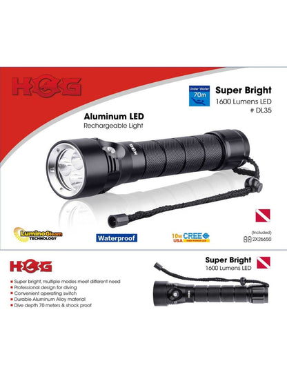 HOG 1600 Lumen LED Dive Light